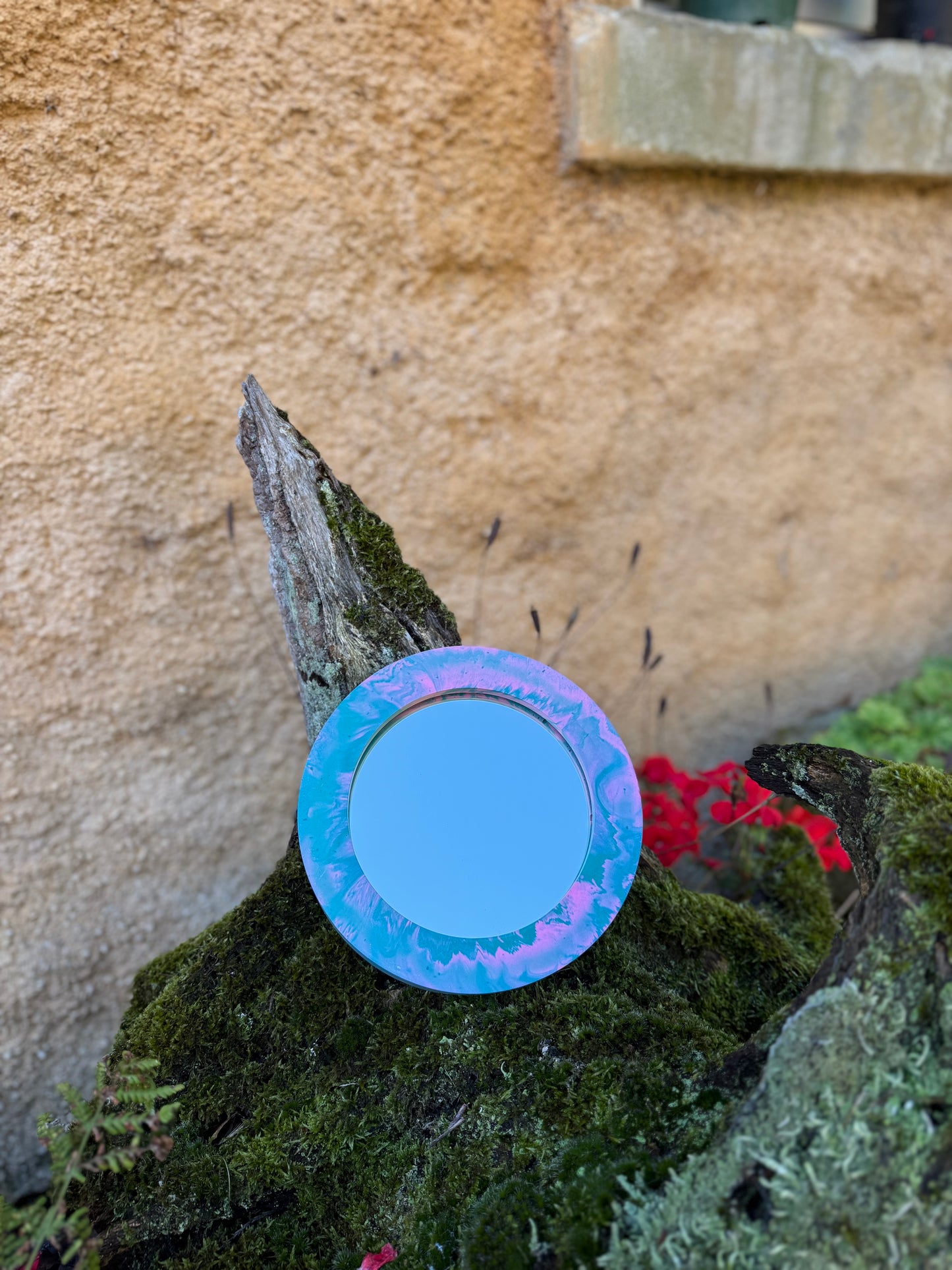 Small circular mirror