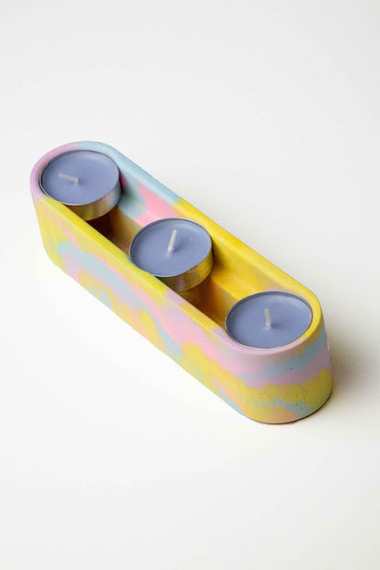 Pastel tealight and candle holder