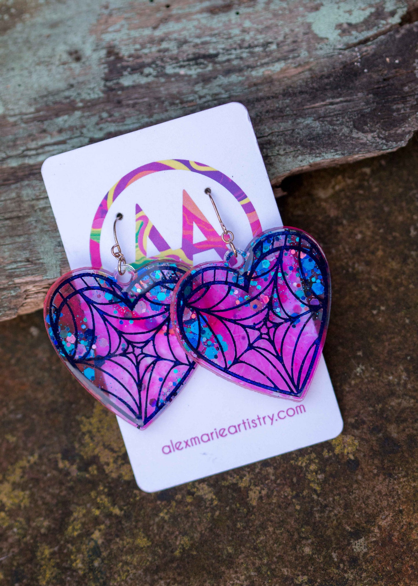 Heart web earrings - seconds